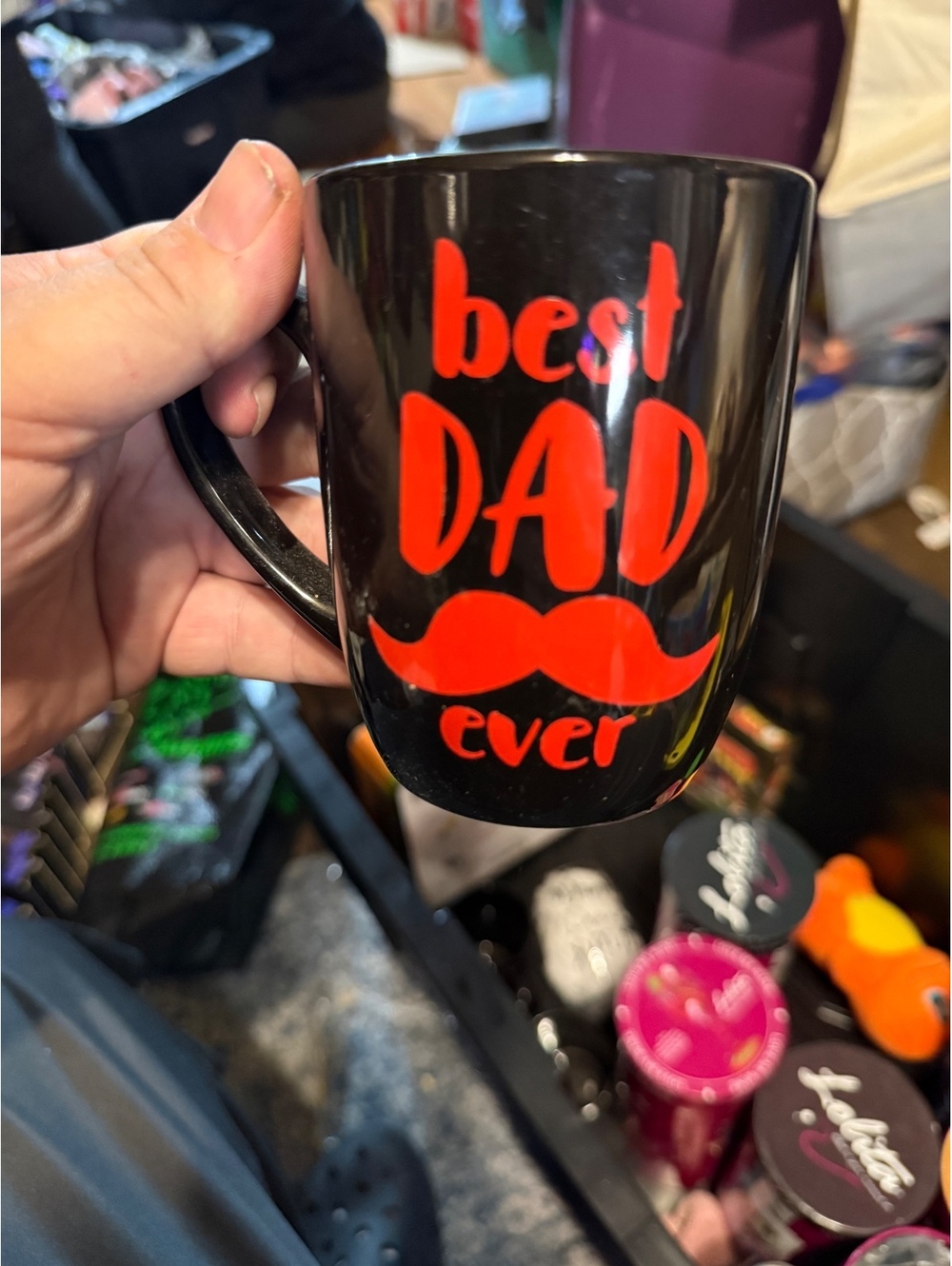 Best Dad Ever Black Ceramic Coffee Mug with Red Print